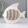 Ceramics candlestick for 1 candle "fish with patterns" white 15.7x8.8x14.3 cm