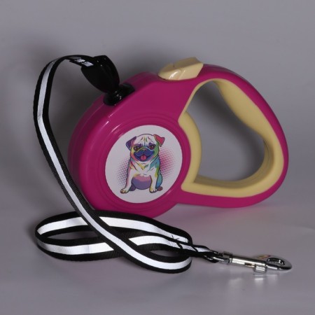 Roulette "Piggon" with a rubberized handle, 3 m, up to 15 kg, cable, pink-yellow-5
