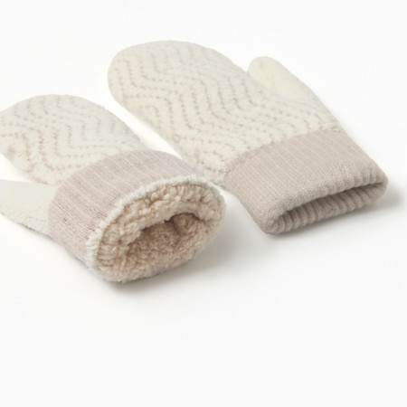 Women's mittens minku, milk color, 24 cm-2
