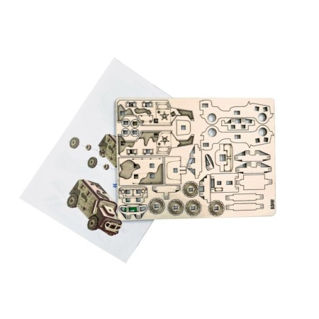 Wooden designer, prefabricated model "armored vehicle"-8