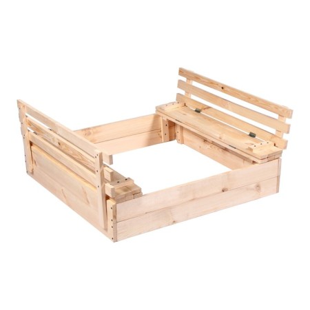 Sandbone is a nursery wooden, with a lid, 100 × 100 × 18 cm, without painting, benches (2 pcs.), Greengo-7