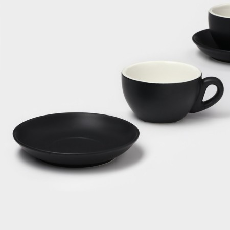 Keramic Tea Magistro Matt Black, 4 items: a cup 210 ml, 2 pcs, a saucer d = 14 cm, 2 pcs-3