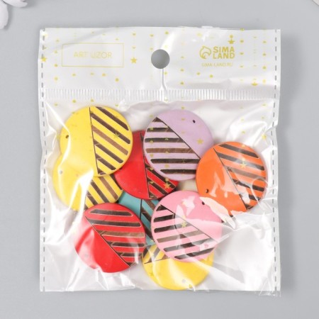 Decor for creativity wood "Circle with diagonal stripes" MIX 3x3x0.5 cm-3