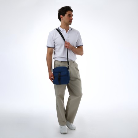 Male bag over the shoulder, textura, textiles, blue color-6