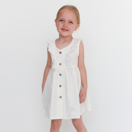 Children's dress on buttons KAFTAN, p. 32 (110-116), white-1