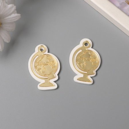 Decor for creativity wood, plastic "Globe" Mirror set 2 pcs 3.4x5 cm