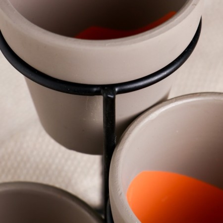 Set of Kashpo "Trio" gray, on a stand, 15x11cm-2
