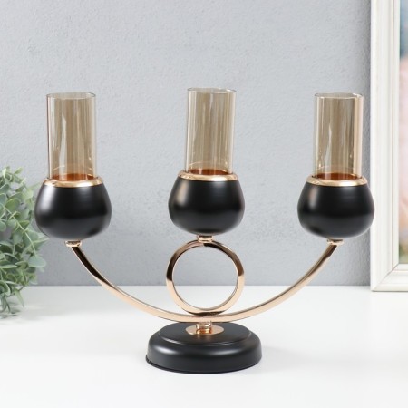 Summary Metal for 3 candles "Dark Knight" black matte with gold 36x24x12 cm-1