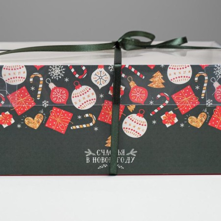 Box for Capcake "Happiness in the New Year", 23 x 16 x 10 cm, New Year-2