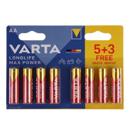 Battery Alkalin Varta Longlife Max Power, AA, LR6-8BL, 1.5V, blister, 8 pcs.