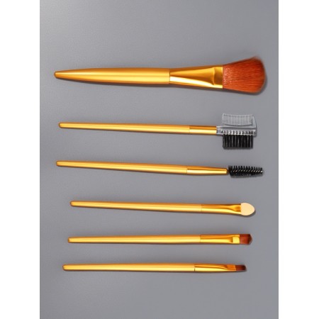 Set of makeup brushes, 6 objects, golden color-1