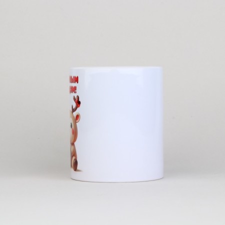 New Year. White ceramic "deer" mug, 320 ml-1