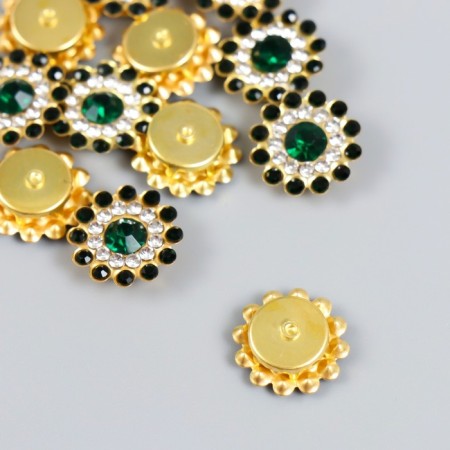 Decor for creativity plastic "Flower-sun emerald" set of 12 pcs 1.4x1.4 cm-1