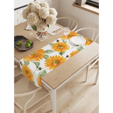 The path on the table "Sunflower and bumblebee", Oxford, size 40x145 cm