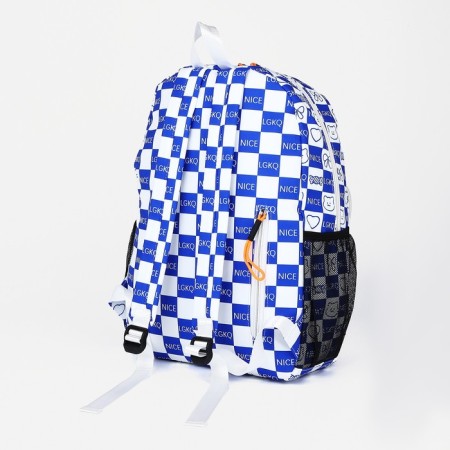 School backpack from textiles on lightning, 5 pockets, blue color-3