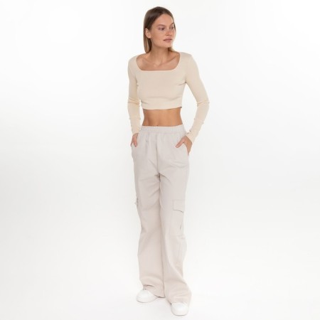Cargo trousers are female, dairy color, size 50-1