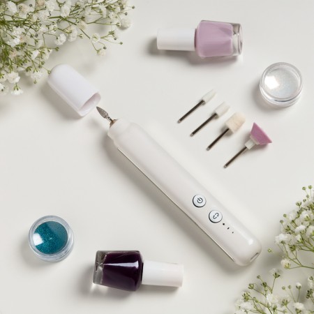 Luazon LMM-02 manicure apparatus, portable, 5 nozzles, batteries, white