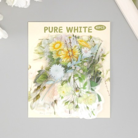 Stickers for creativity PLC PVC "White Flowers" set 40 pcs 9x10.5 cm-4
