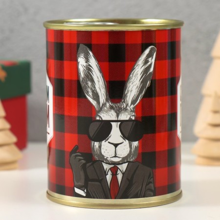 Socks in the bank "Happy New Year, Hare" (Male, Black Color)-1