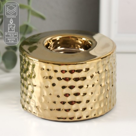 Ceramics candlestick on 1 candle "rain drops on the sand" d = 4 cm gold 9x9x6 cm