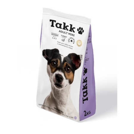Dry feed TAKK for dogs of small and miniature rocks, turkey, 2 kg-1