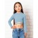 TOP for a girl with long sleeves on Generation ties, height 128 cm, blue color