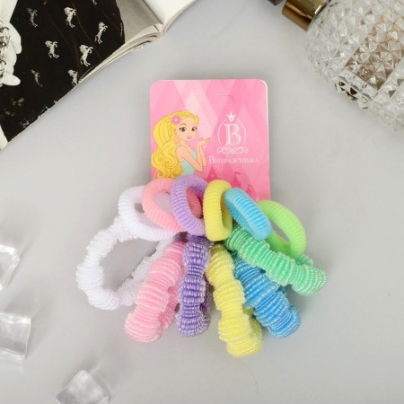 Hair elastic band "Mahrushka" (set 12 pcs) bright color, mix
