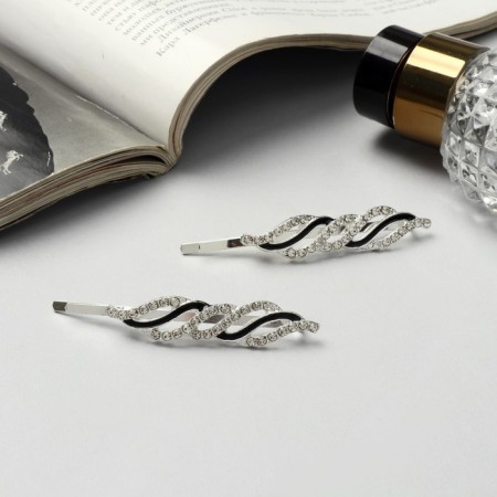 Invisibility for hair "Annabell" (set 2 pcs) wave, 6.5 cm, silver