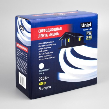 Flexible neon Uniel 8 × 16 mm, IP67, 5 m, SMD2835, 120 LED/m, 220 V, white glow-5