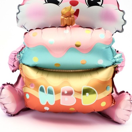 Foil ball 37 "Bunny with cake", pink color-4