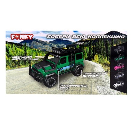 Friction Funky Toys machine "Racing on off -road. SUV ", opening doors, with light and sound, 23 cm, black color-4