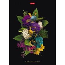 A4 business notebook, 80 sheets, in a “flow of flowers” ​​cage, hard cover, matte lamination, 3D foil, offset block