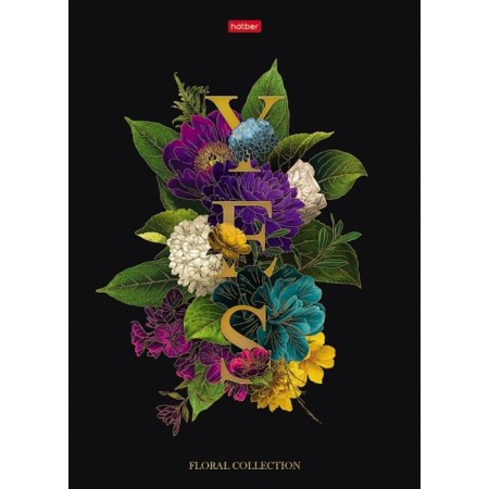 A4 business notebook, 80 sheets, in a “flow of flowers” ​​cage, hard cover, matte lamination, 3D foil, offset block