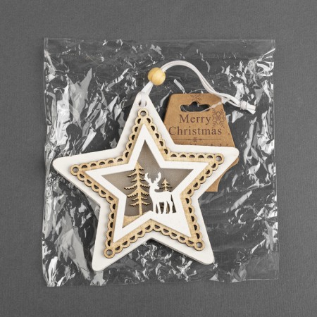 Christmas tree toy "Star with a deer", from batteries, glow warm white-3
