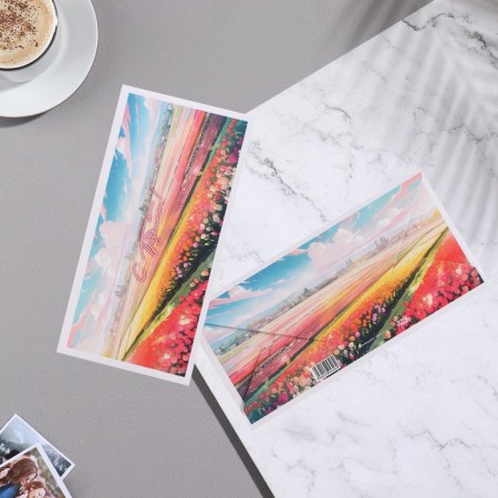 Money envelope "Happy holiday!" Tulip field, 8x16.3 cm-1