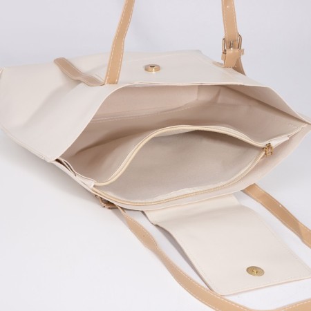 Zipper bag with lightning, beige color-4
