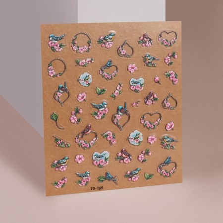 Nail stickers "Romance", voluminous, pink/gray color-1