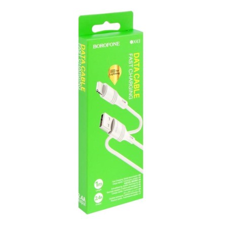 Cable Borofone BX43, Lightning - USB, 2.4 A, 1 m, PVC braid, white-7