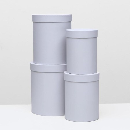 Set of round boxes 4 in 1 23 x 23 x 25 - 15 x 15 x 20 cm white-1