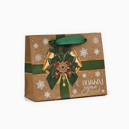 Craft vertical “New Year's bow” package, S 15 x 12 x 5.5 cm, New Year-1