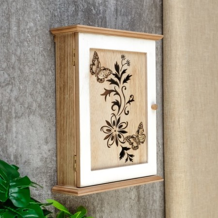 Keywood tree 6 hooks "Butterflies and flowers" 26x20x6.5 cm-3