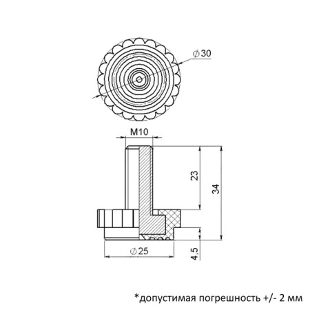 Опора-болт ТУНДРА 30 М10х23, черная-1