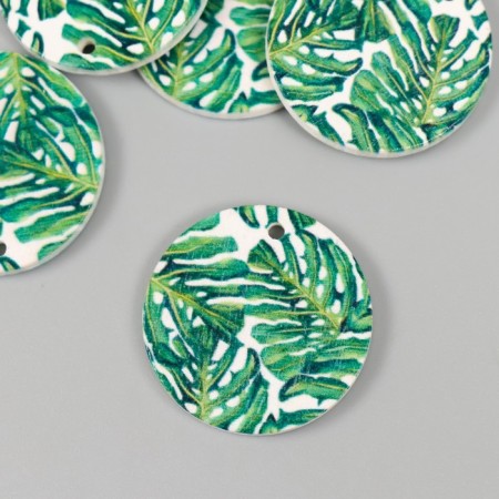 Decor for creativity wood "Circle. Leaves Monsters" d = 3 cm