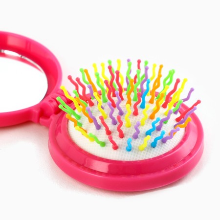 The comb is massage, folding, with a mirror, 6 × 6 x 3 cm, color pink mix-1