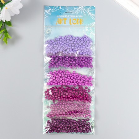 Round beads 6/0 "purple haze" 6 colors x 10 g 20x8 cm