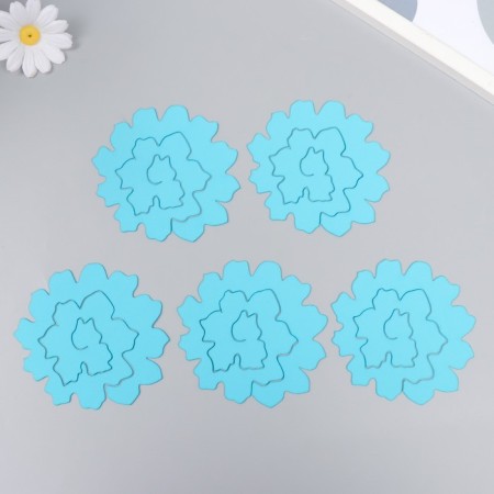 The workpiece of Foamiran "Flower Curly" 10x9.5 cm set 5 pcs. Ribbed pale blue-3