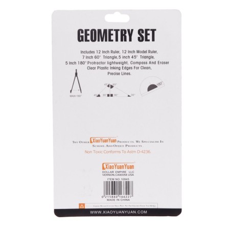 Set of geometric, drawing, blister: ruler 30 cm, 2 triangles, transporter, eraser, compass, ruler with stencils, tinted, mix-1