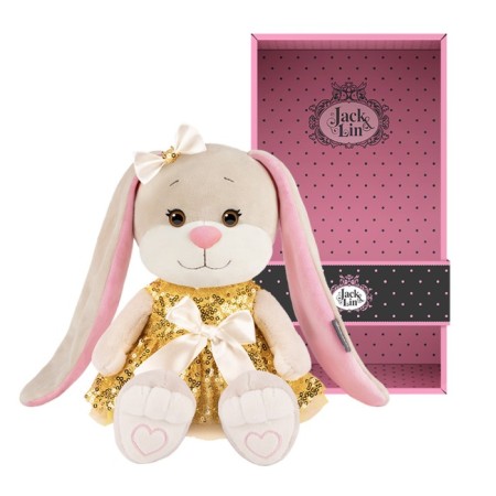 Soft toy "Bunny Lin in a gold dress with sequins", 20 cm-1