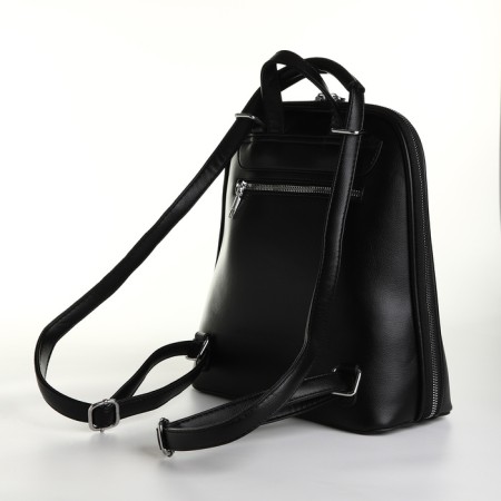 City backpack of artificial leather with lightning, black color-3