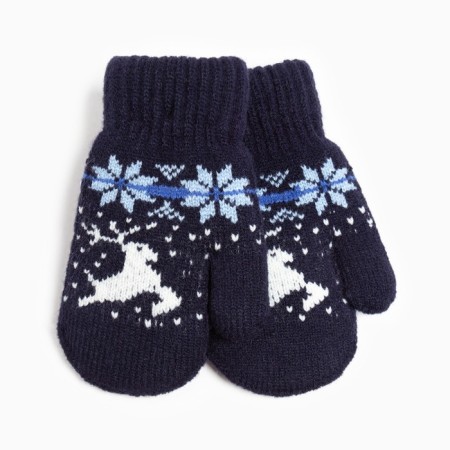 Baby mittens, dark blue color, size 14 (4-6 years)-1